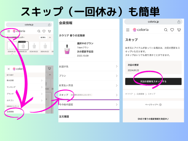 定期便スキップの説明画像
